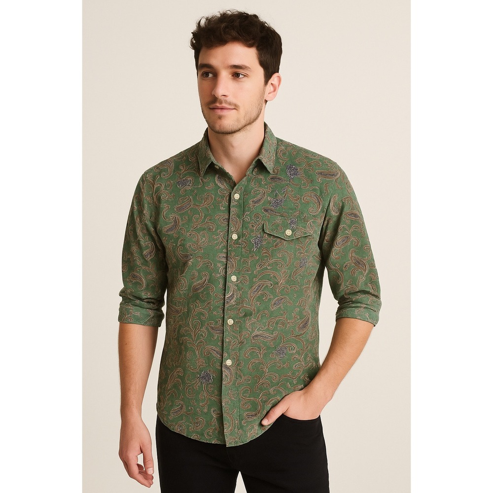 Salty Dog GANT Button‎ Up Shirt Men's Long Sleeve Paisley Print Cotton Large